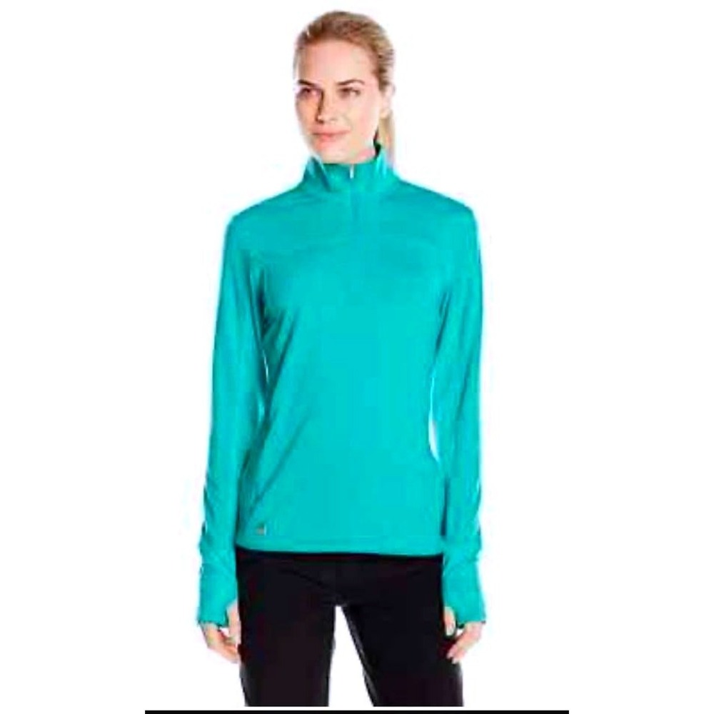 Adidas Golf Rangewear ~ Womens XS ~ Teal‎ Green Quarter Zip Pullover Long Sleeve